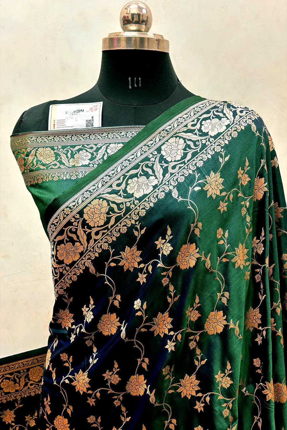 Peacock Blue Kesari Jaal Katan Silk Banarasi Saree