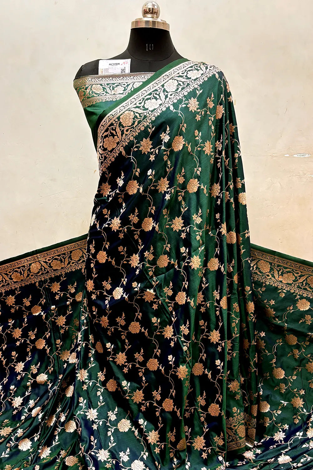 Peacock Blue Kesari Jaal Katan Silk Banarasi Saree