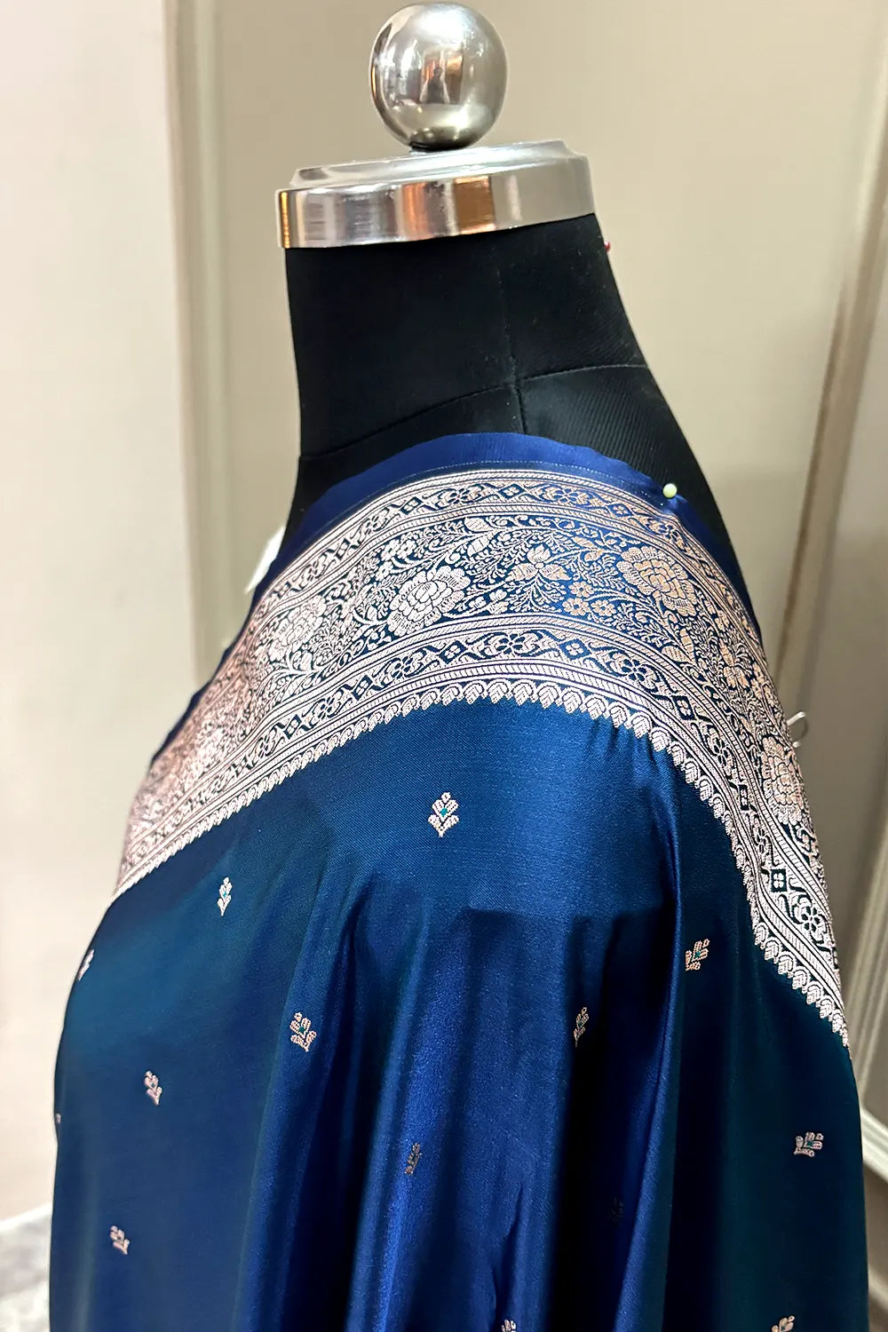 Peacock Blue Zari Katan Silk Banarasi Saree
