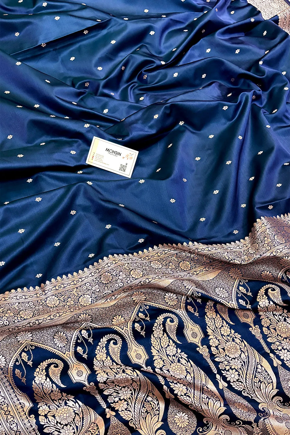 Peacock Blue Zari Katan Silk Banarasi Saree
