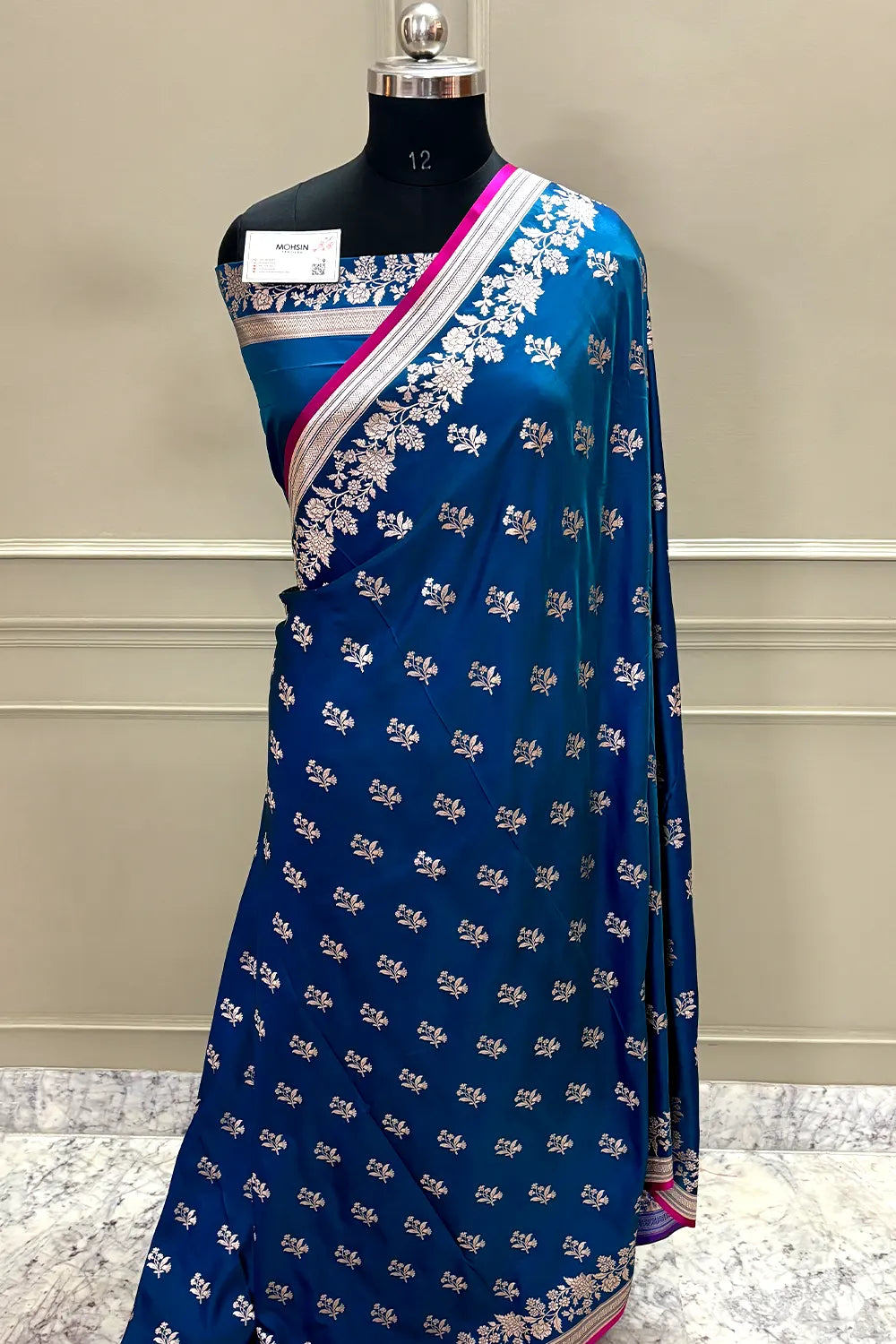 Peacock Blue Zari Katan Silk Banarasi Saree