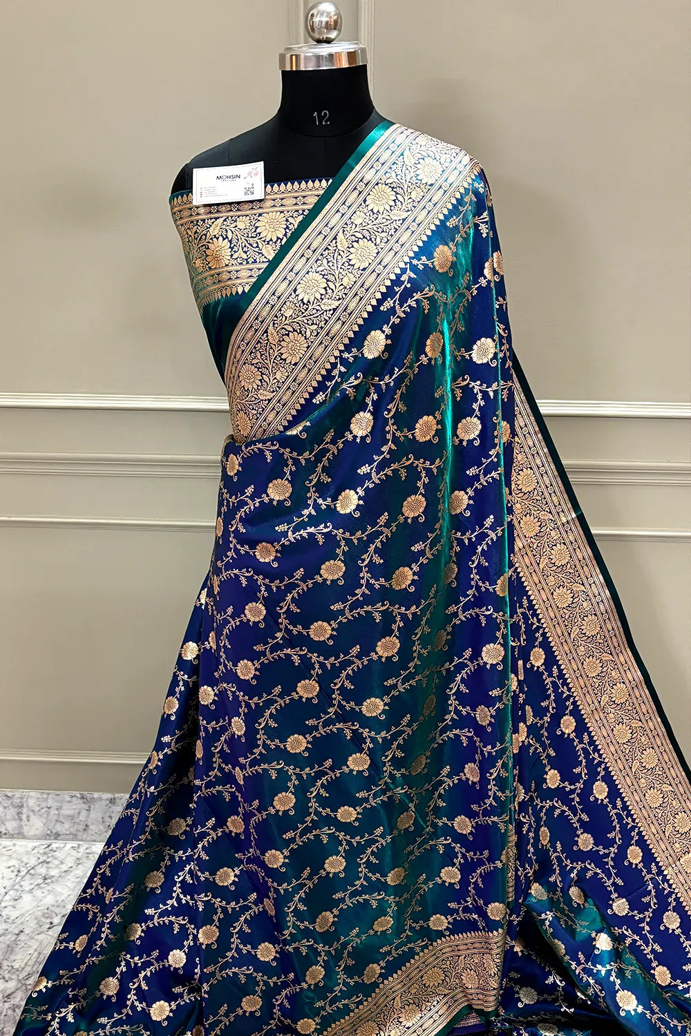 Peacock Blue Zari Katan Silk Banarasi Saree