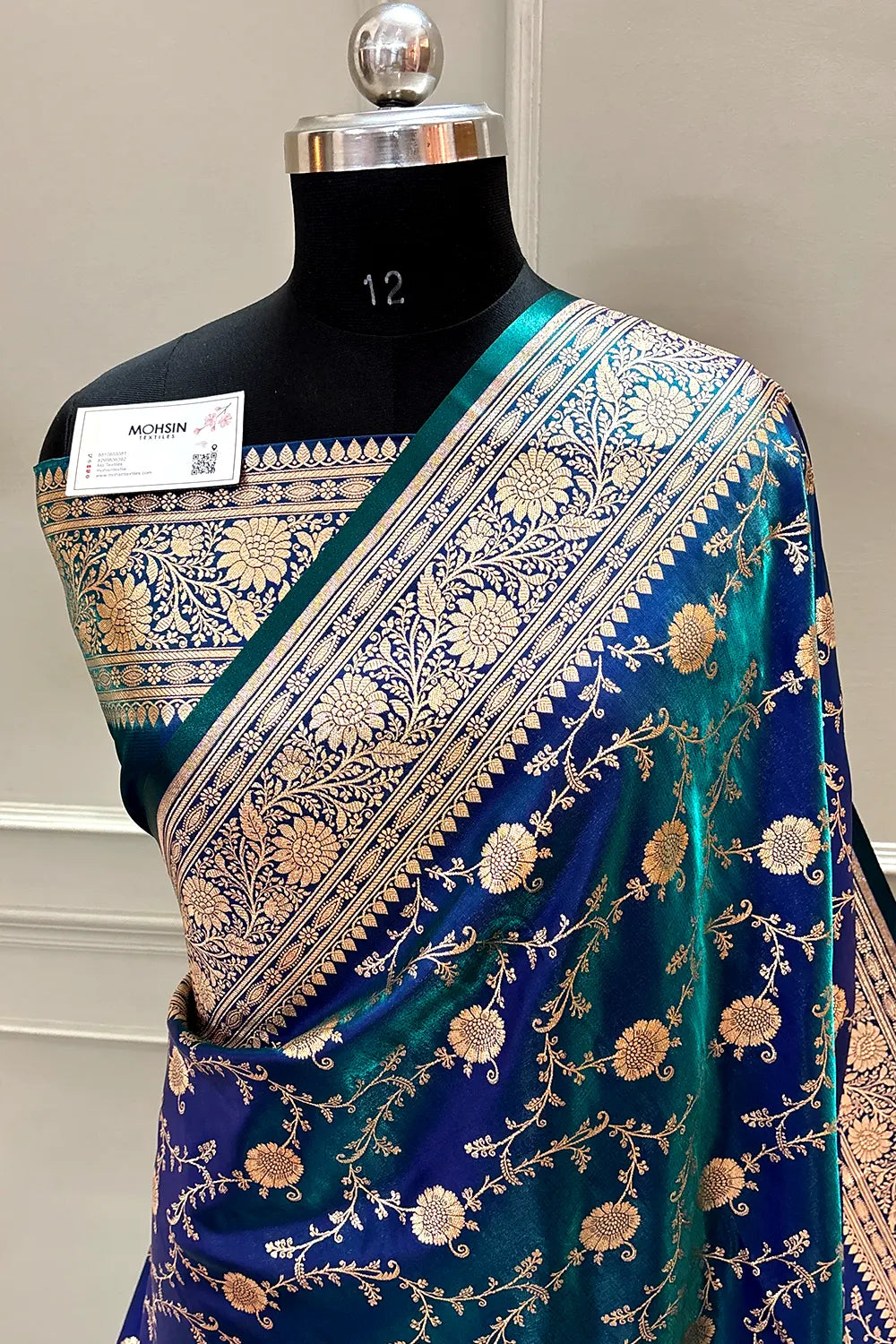 Peacock Blue Zari Katan Silk Banarasi Saree