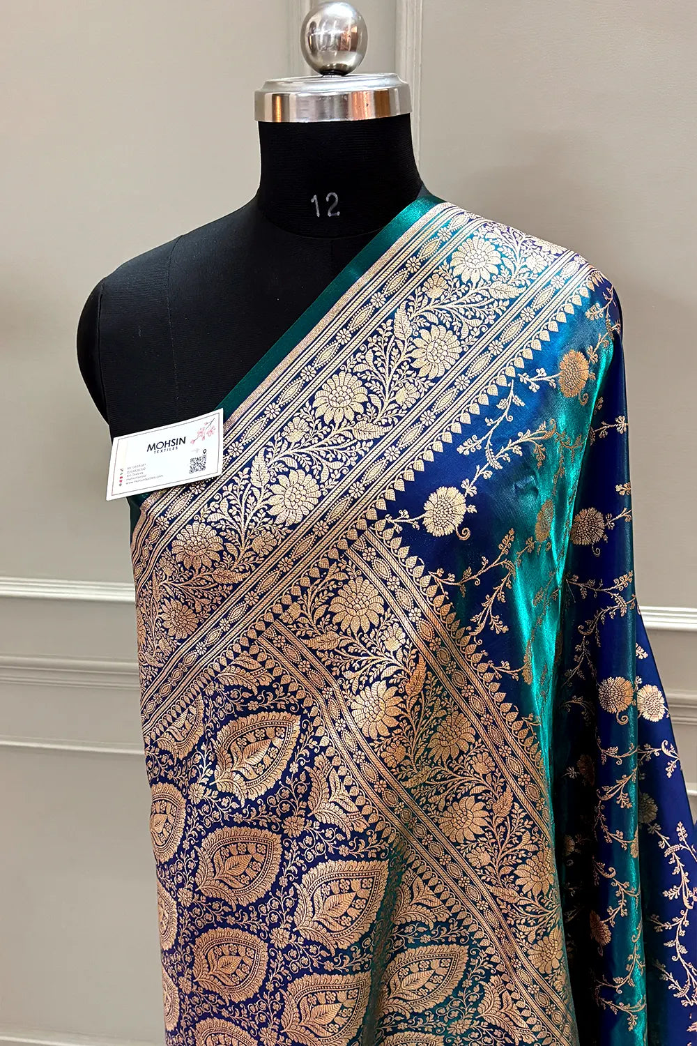 Peacock Blue Zari Katan Silk Banarasi Saree