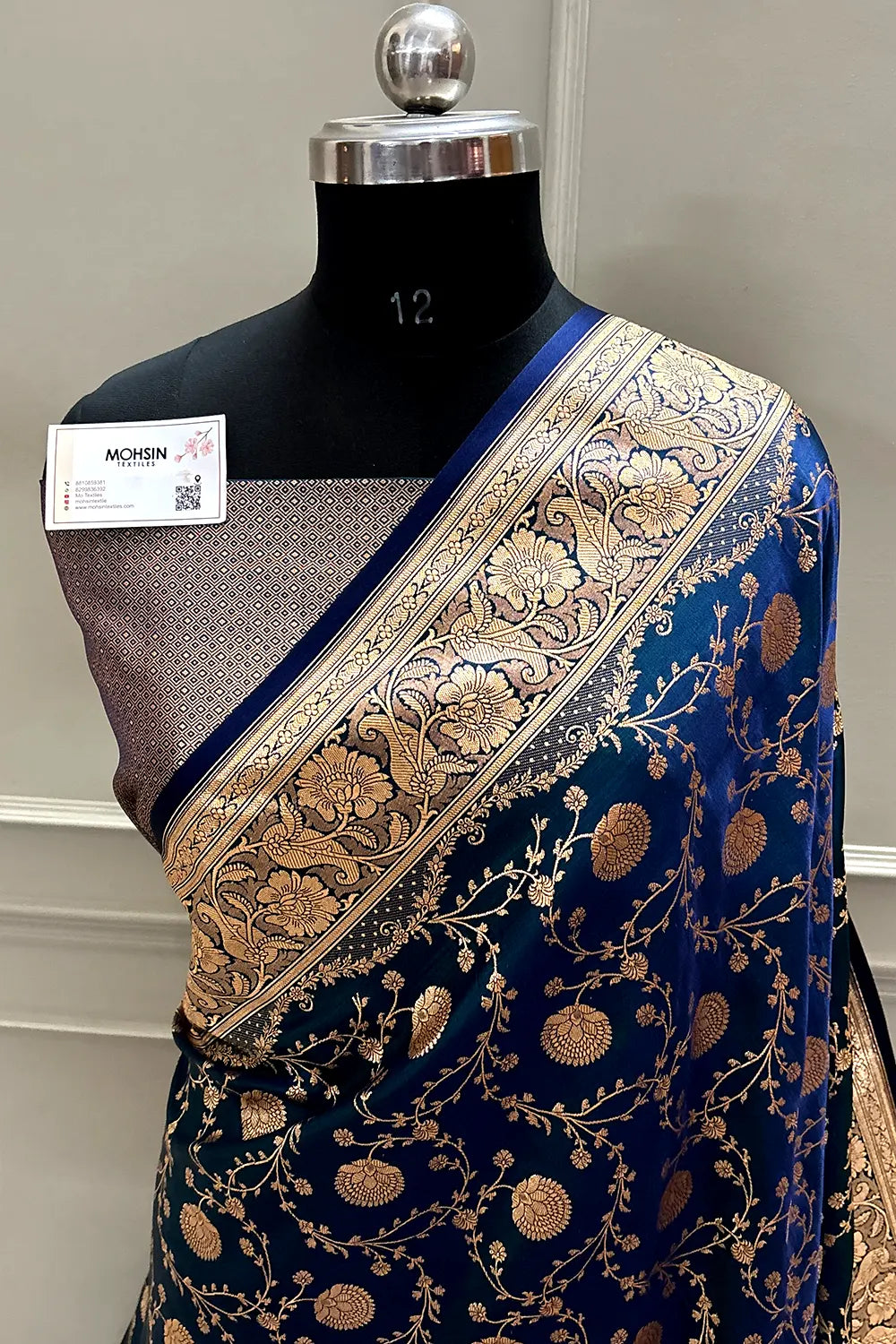 Firozi Suhani Jaal Katan Mashru Silk Banarasi Saree