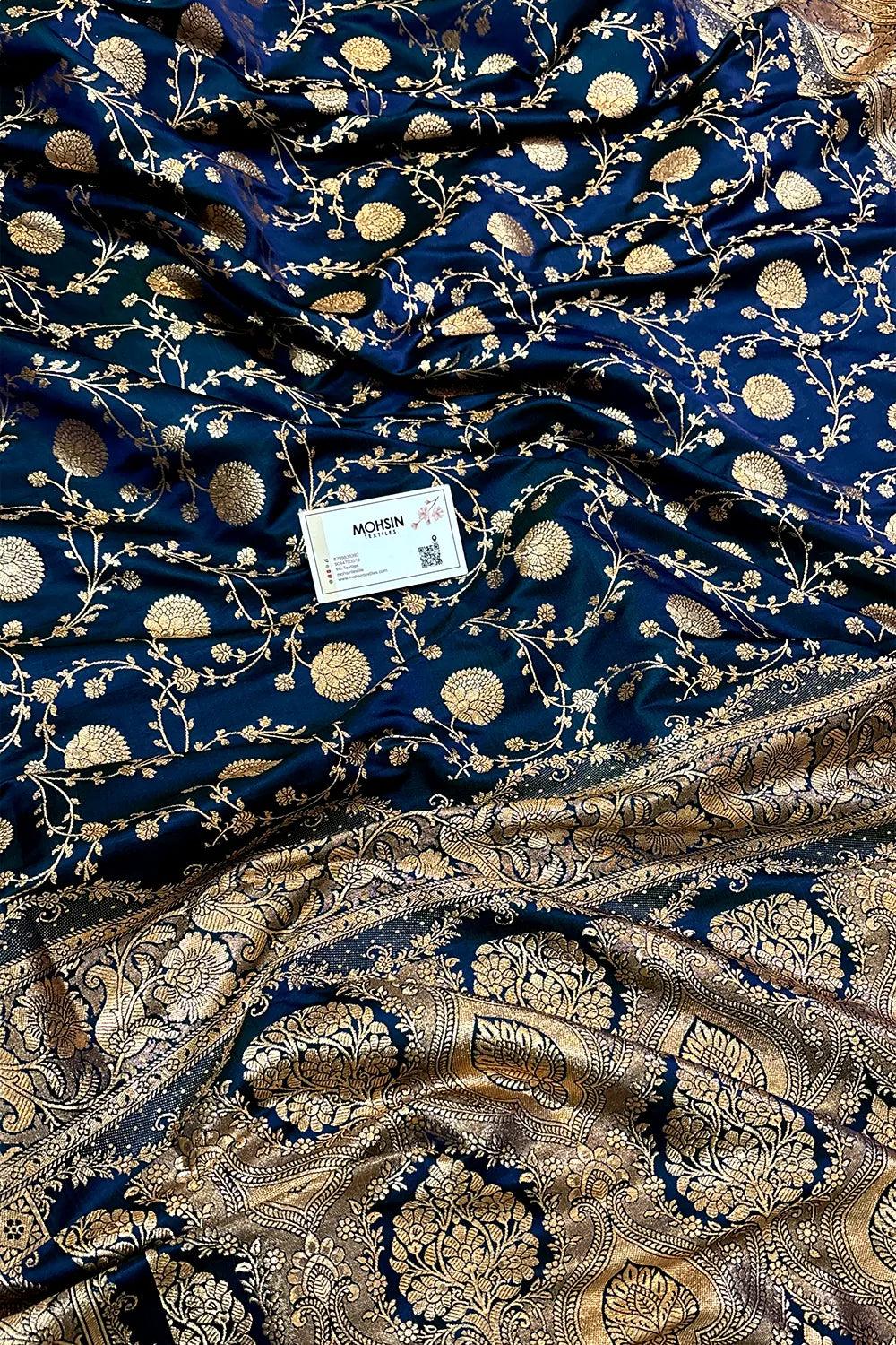 Firozi Suhani Jaal Katan Mashru Silk Banarasi Saree