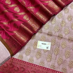 Pink and Rani Banarasi Silk Suit