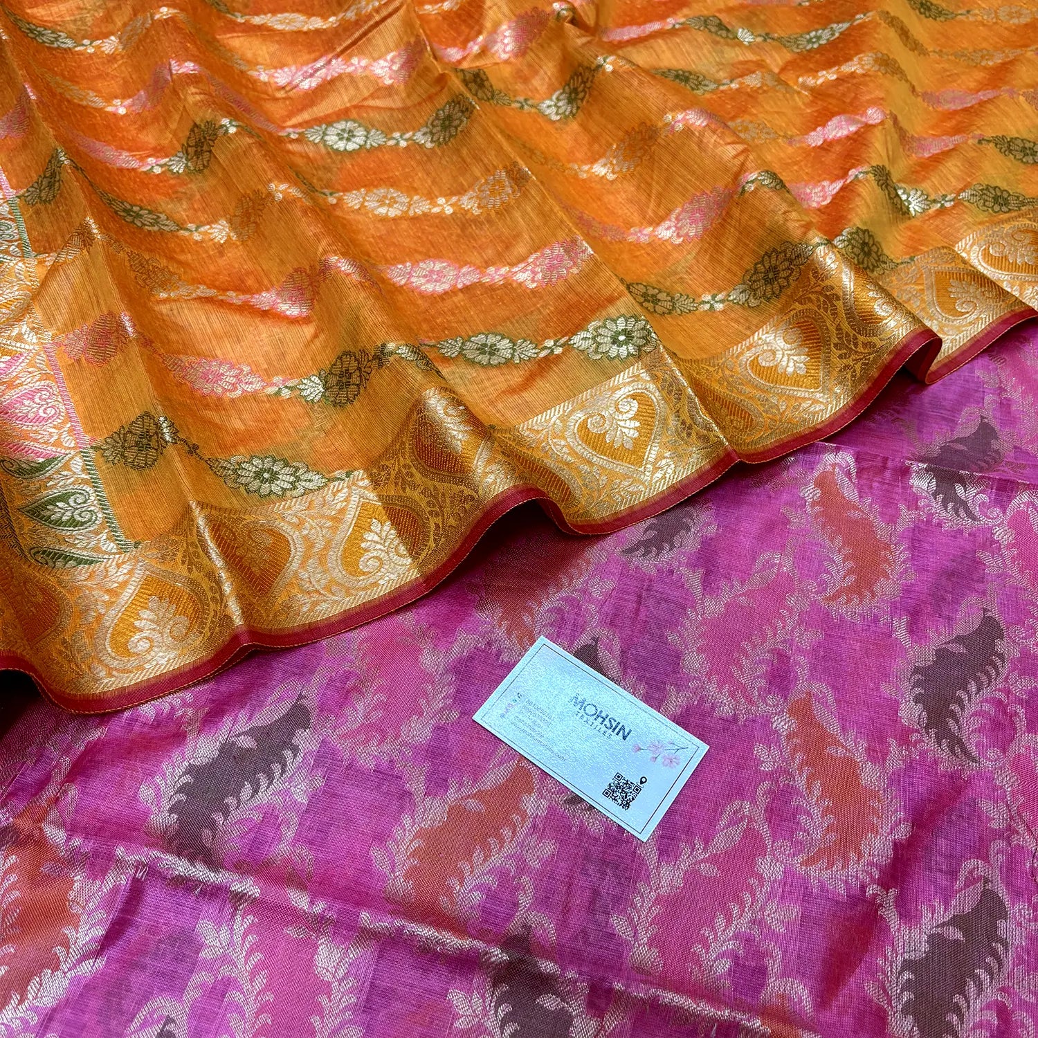 Pink and Yellow Resham Banarasi Silk Suit