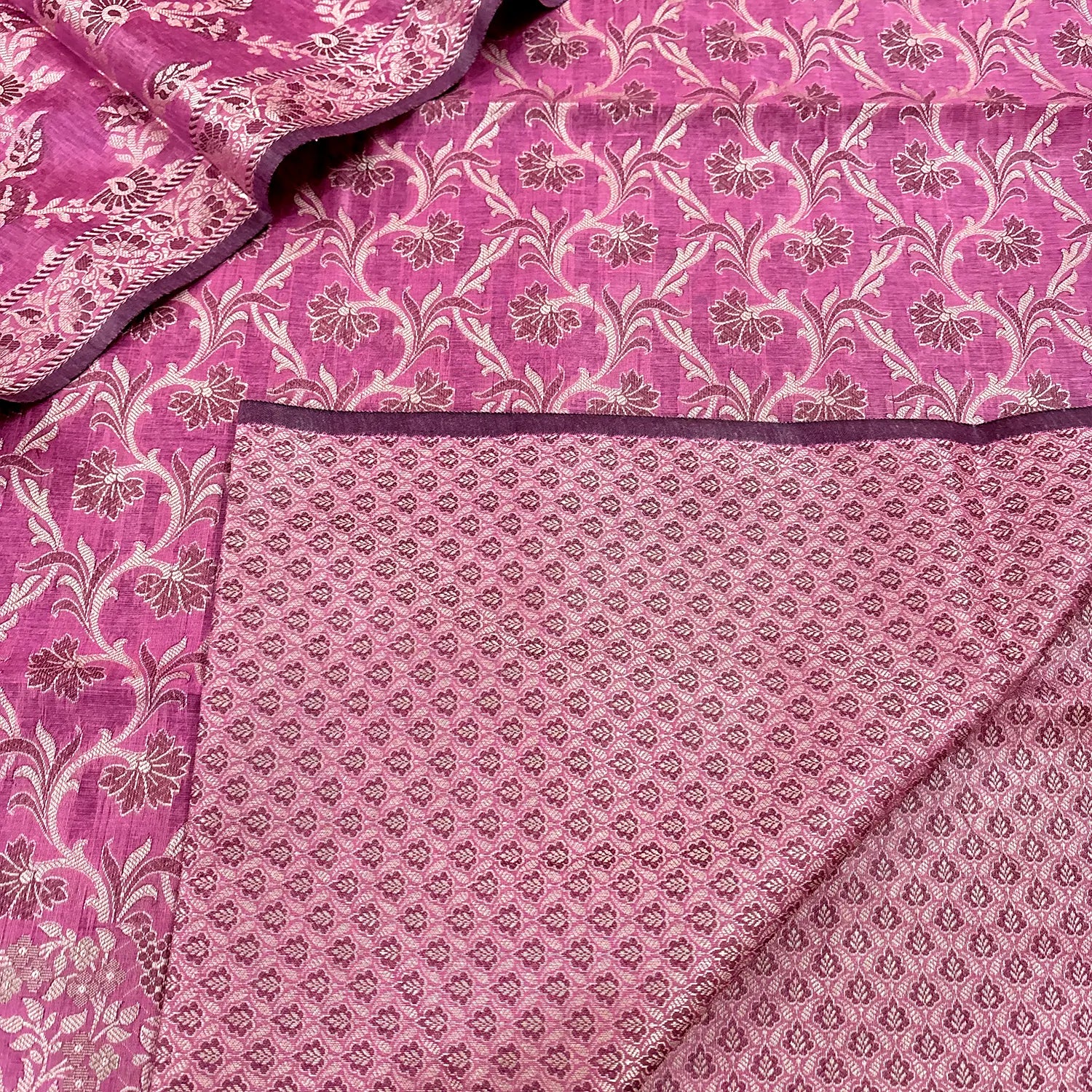 Pink Angoori Jaal Cotton Silk Banarasi Suit
