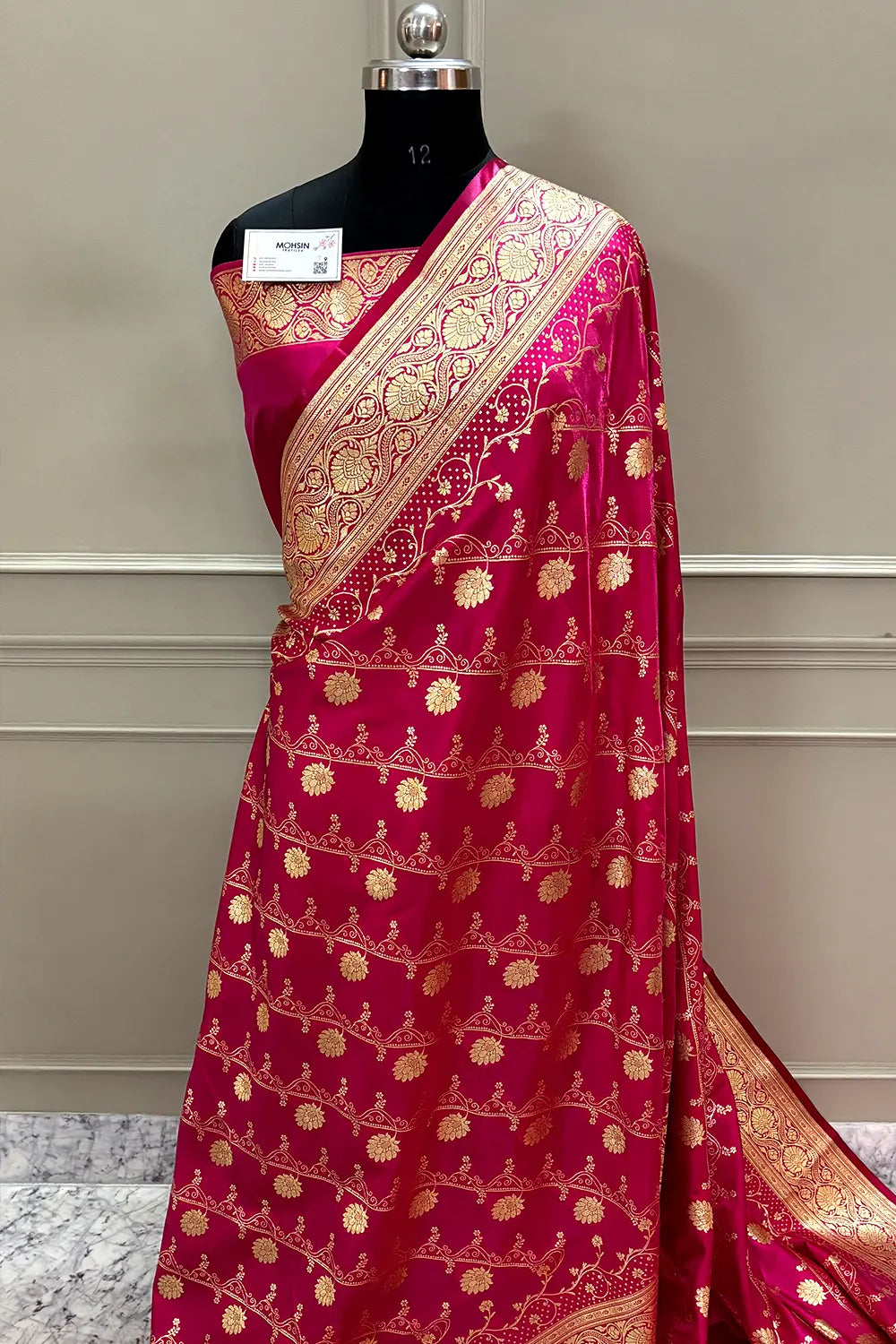 Pink Bhawar Jaal Satin Silk Banarasi Saree