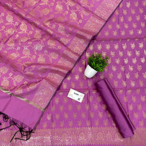 Pink Chirag Buti Satin Silk Banarasi Suit