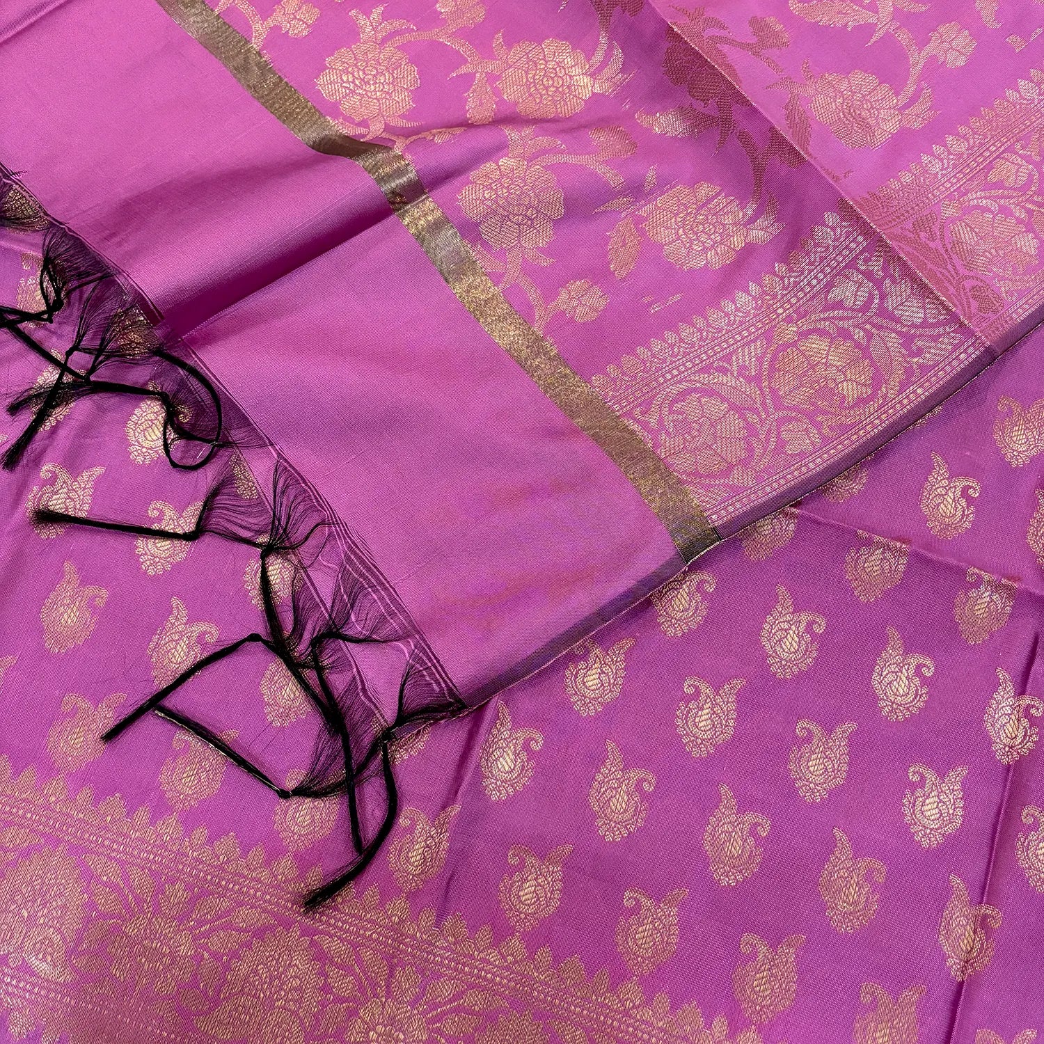Pink Chirag Buti Satin Silk Banarasi Suit