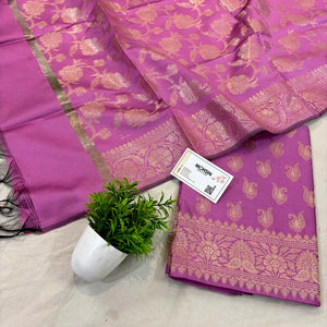 Pink Chirag Buti Satin Silk Banarasi Suit