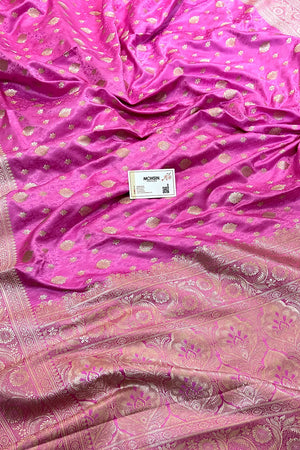 Pink Chunni Munni Katan Silk Banarasi Saree