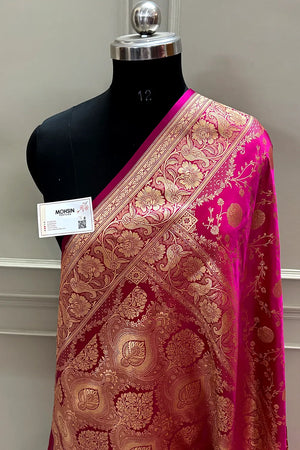 Pink Suhani Jaal Katan Mashru Silk Banarasi Saree