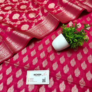 Pink Dracula Buta Banarasi Silk Suit