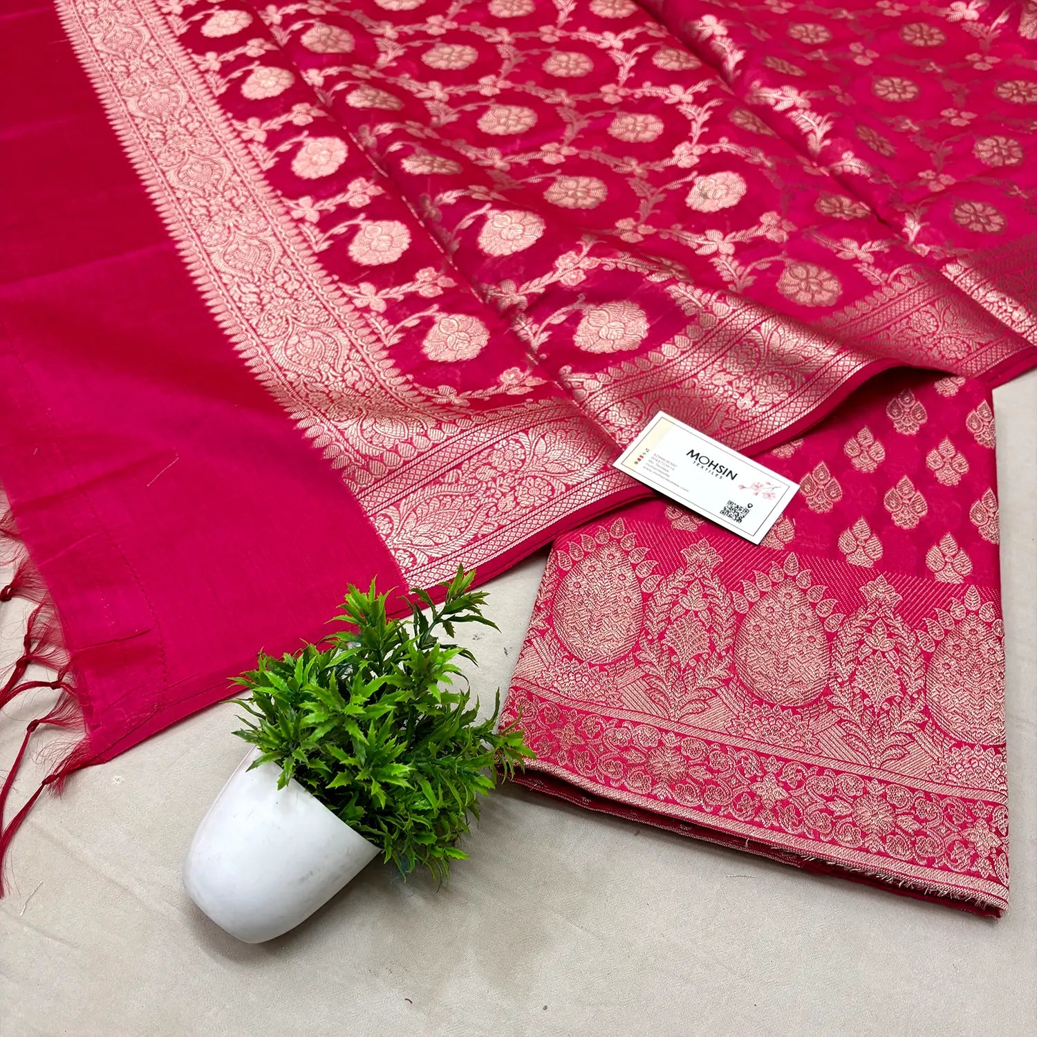 Pink Dracula Buta Banarasi Silk Suit