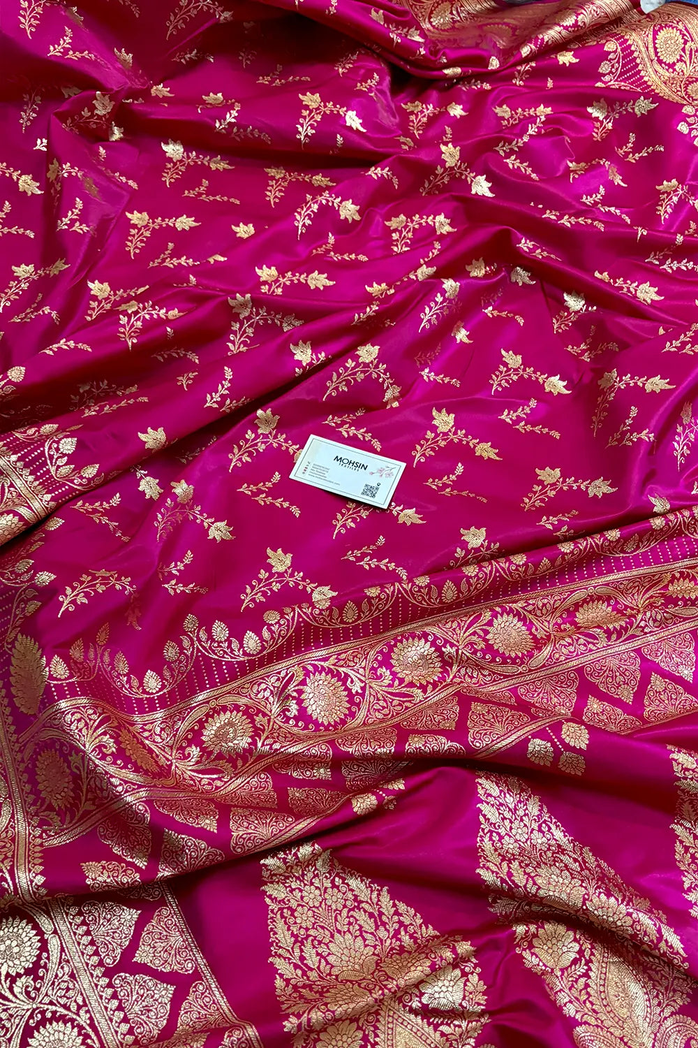 Pink Floranza Katan Silk Banarasi Saree
