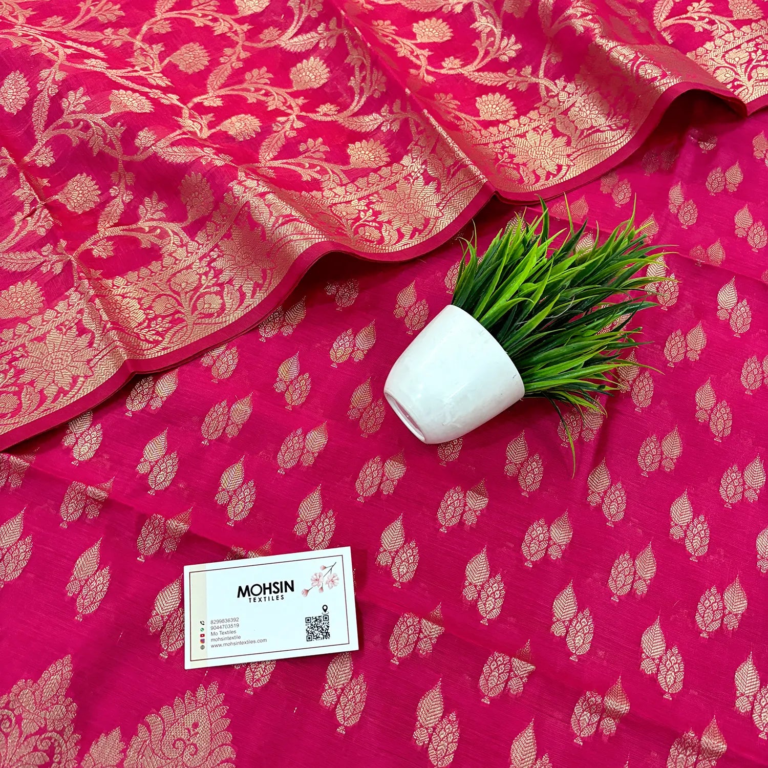 Pink Golden Zari Banarasi Silk Suit