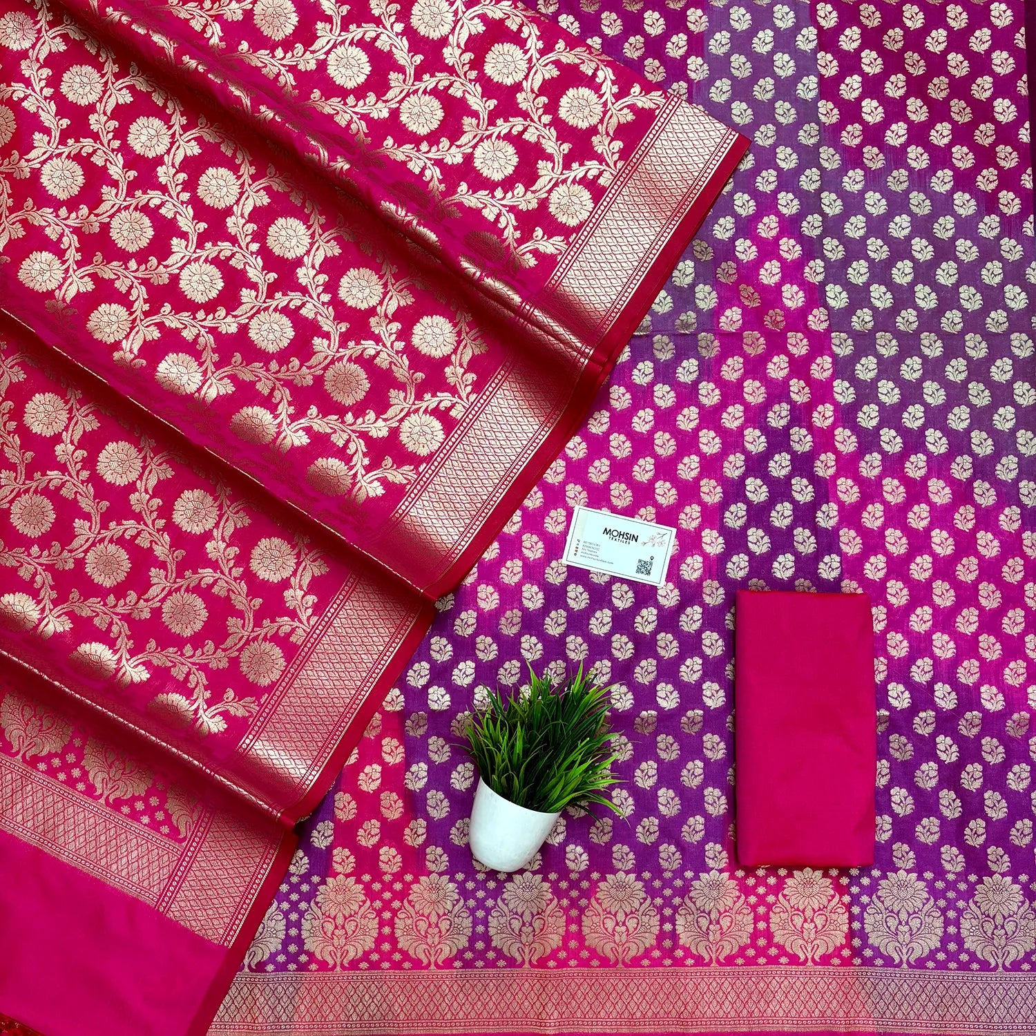 Pink Guldaan Fool Rangkaat Katan Silk Banarasi Suit
