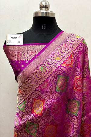 Pink Handloom Pure Katan Silk Banarasi Saree