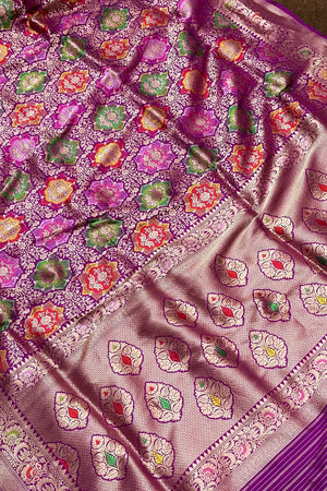 Pink Handloom Pure Katan Silk Banarasi Saree