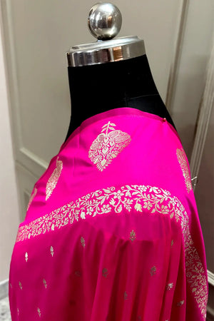 Pink Hukum Buti Katan Silk Banarasi Saree
