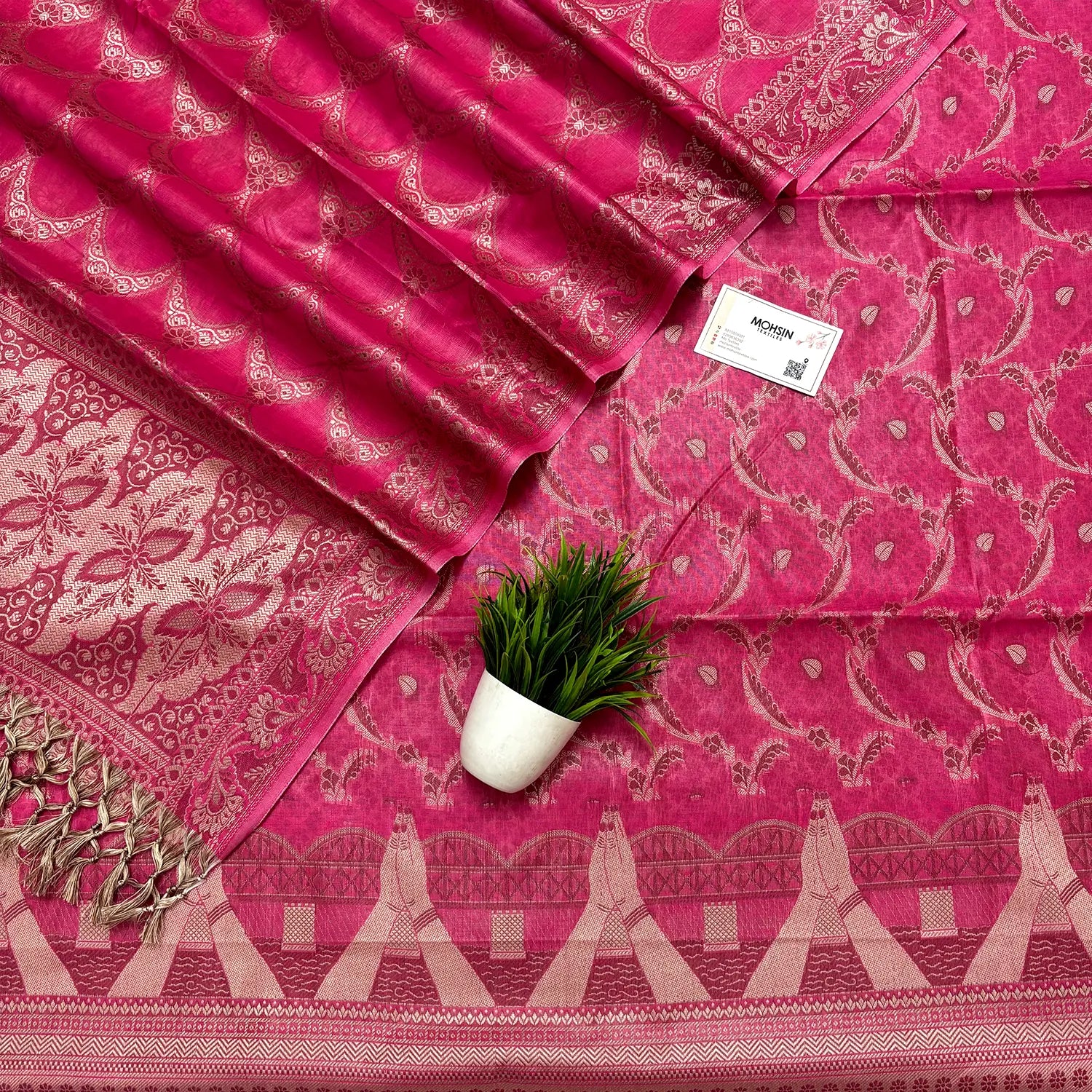 Pink Namo Ghat Cotton Silk Banarasi Suit