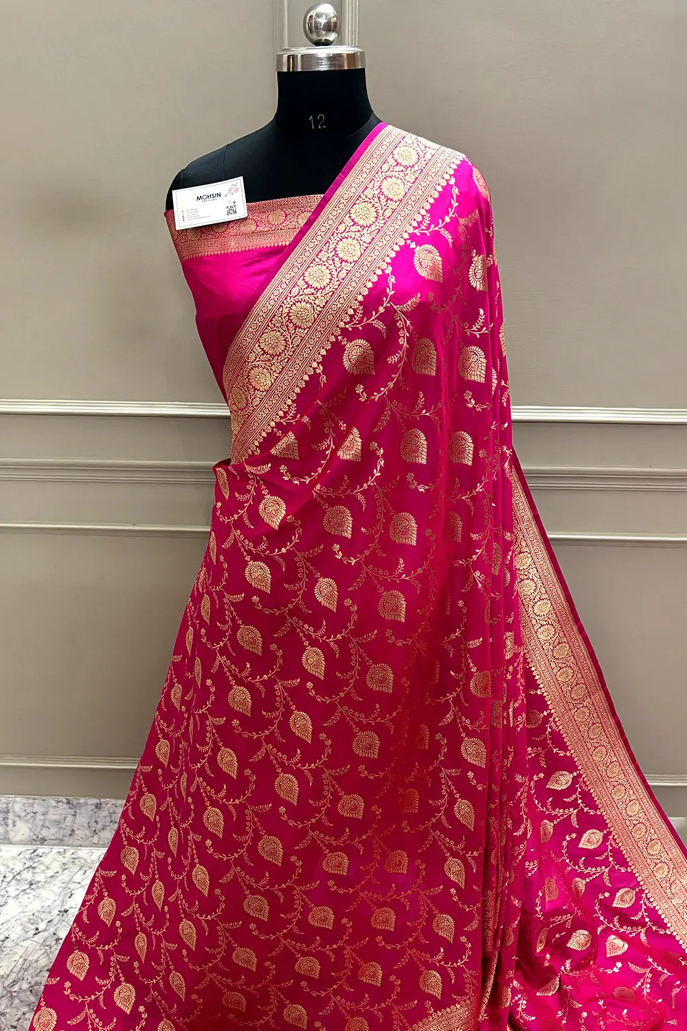 Pink Pandaar Jaal Katan Silk Banarasi Saree