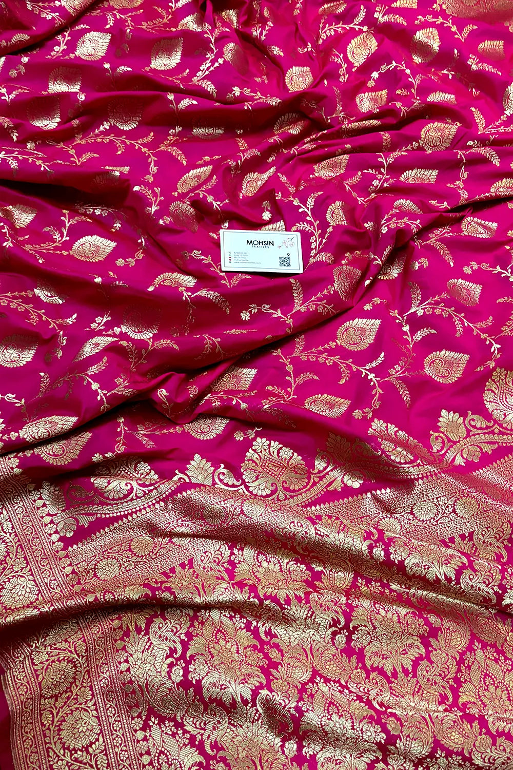 Pink Pandaar Jaal Katan Silk Banarasi Saree