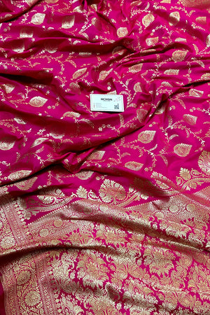 Pink Pandaar Jaal Katan Silk Banarasi Saree