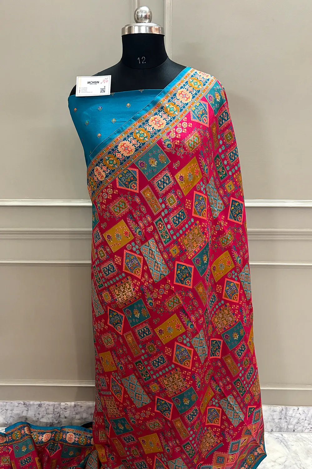 Pink Pashmina Pure Viscose Georgette Silk Banarasi Saree