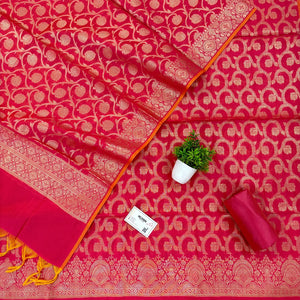 Pink Persian Jaal Banarasi Silk Suit