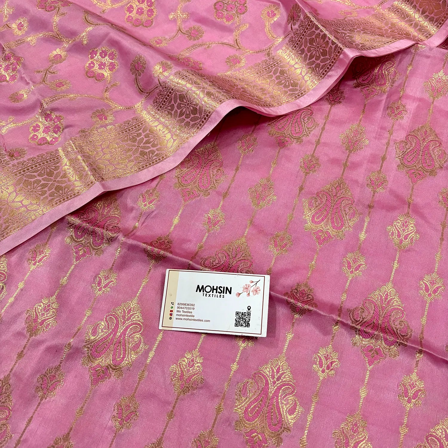 Pink With Pink Meena Katan Silk Banarasi Suit
