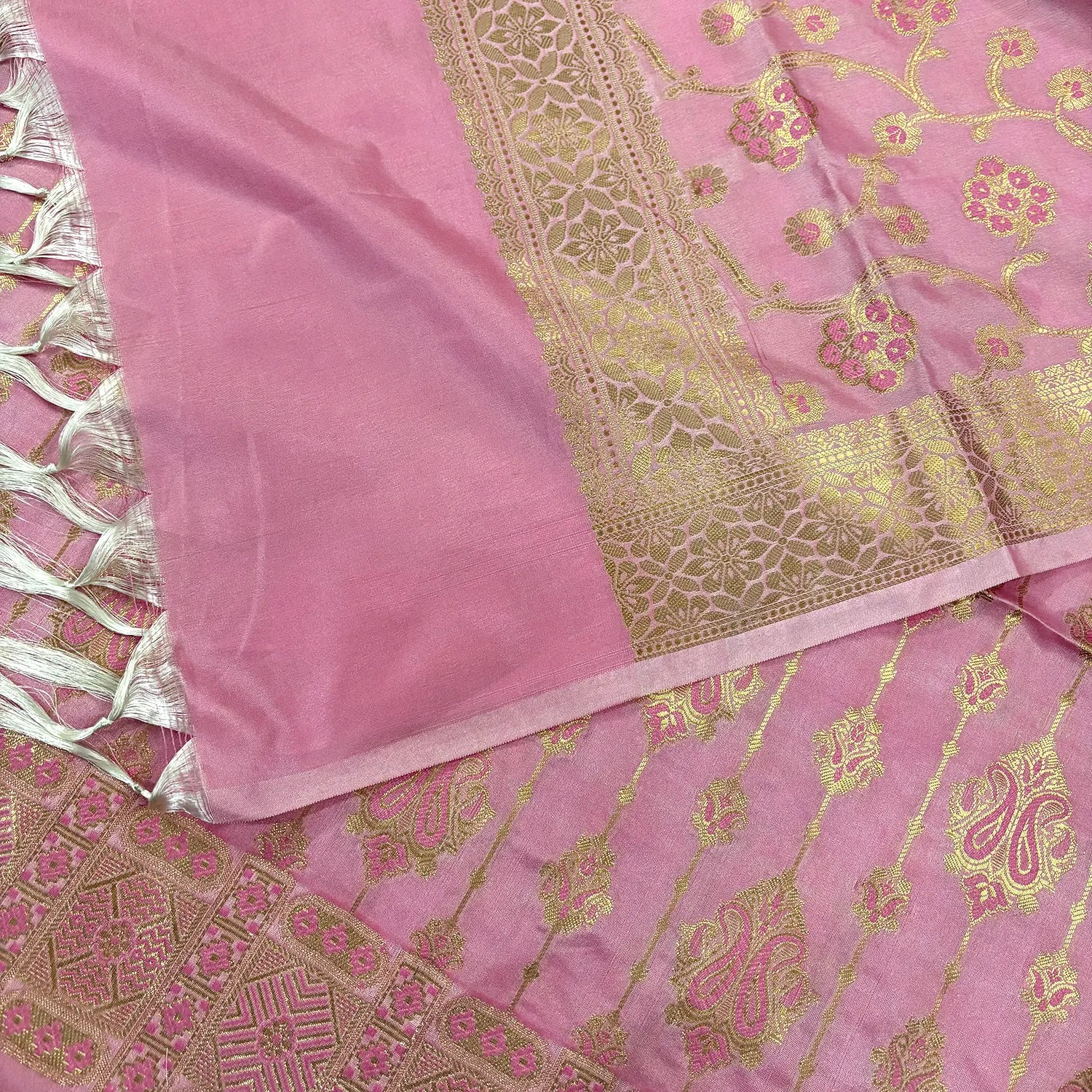 Pink With Pink Meena Katan Silk Banarasi Suit