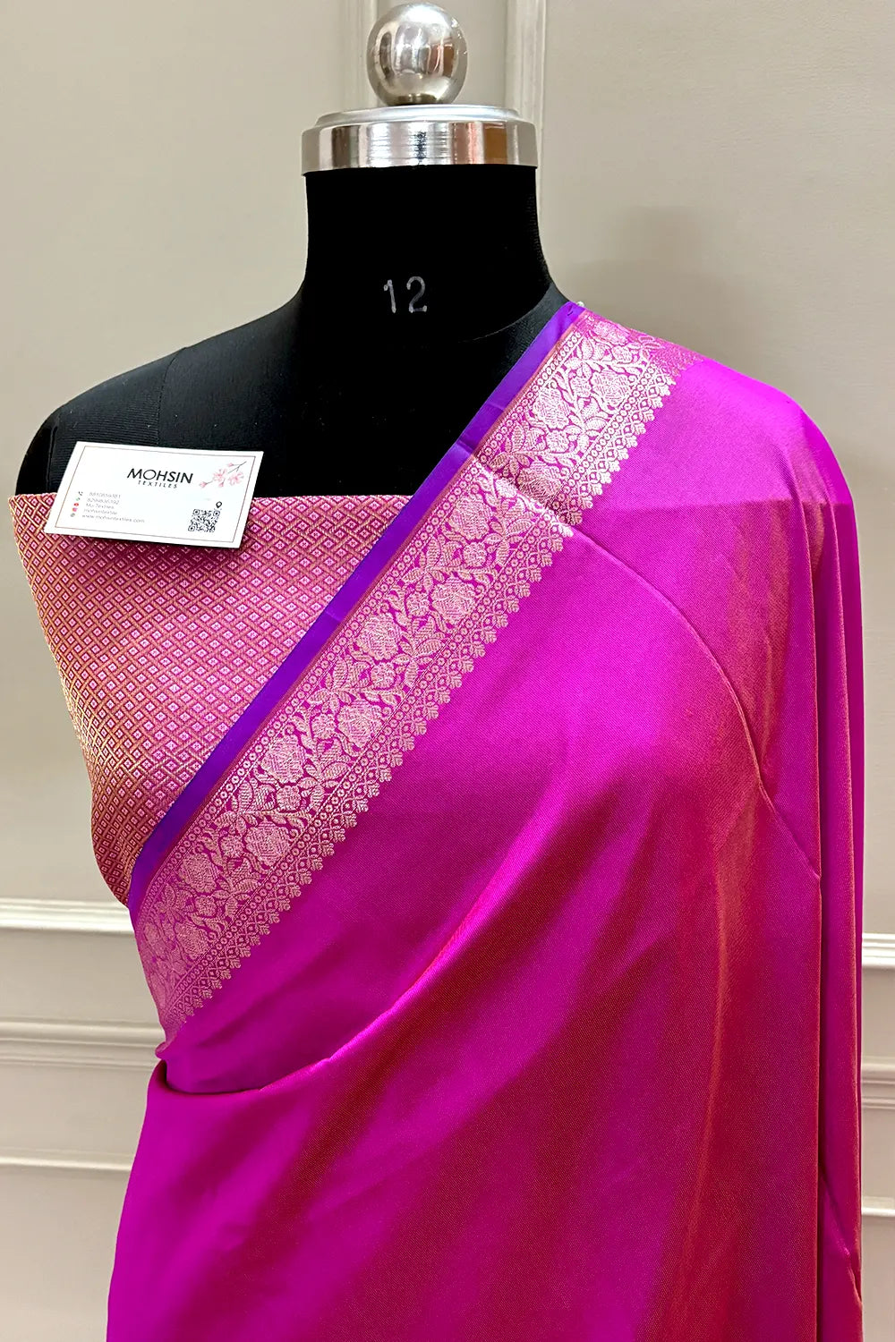 Pink Plain Banarasi Silk Saree