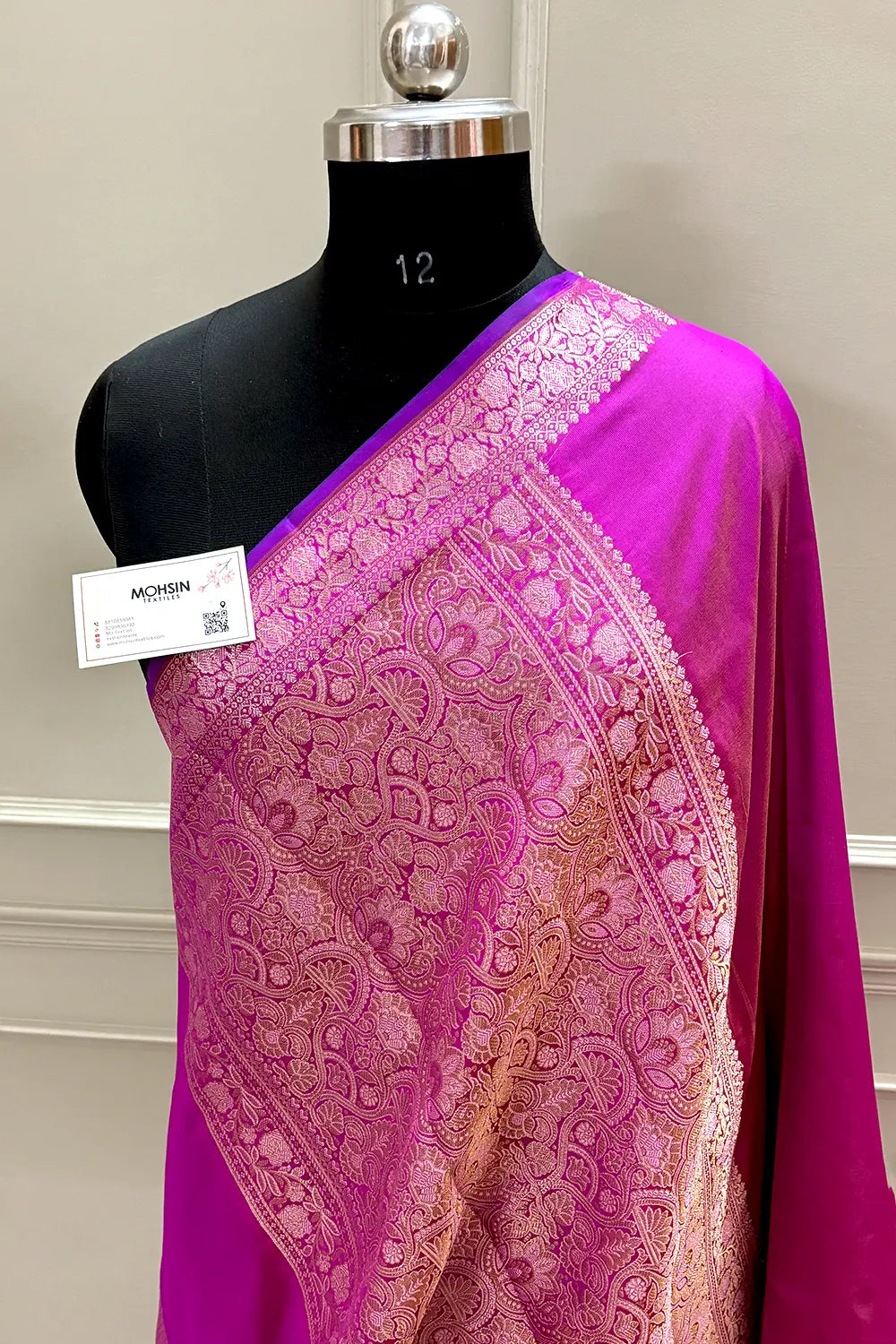 Pink Plain Banarasi Silk Saree