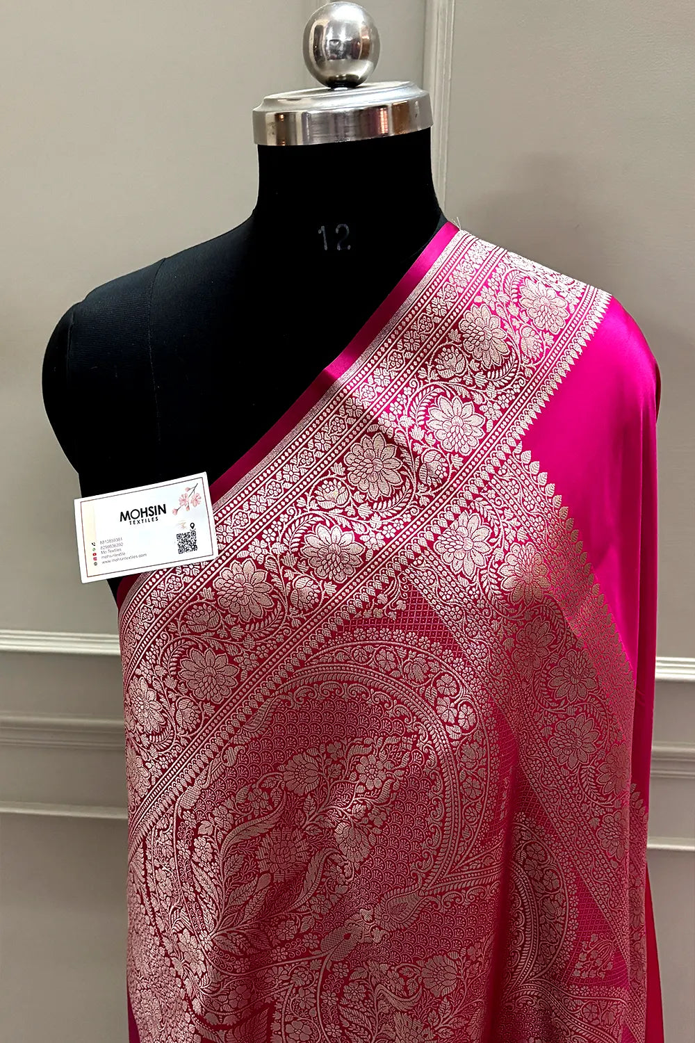Pink Plain Zari Katan Mashru Silk Banarasi Saree