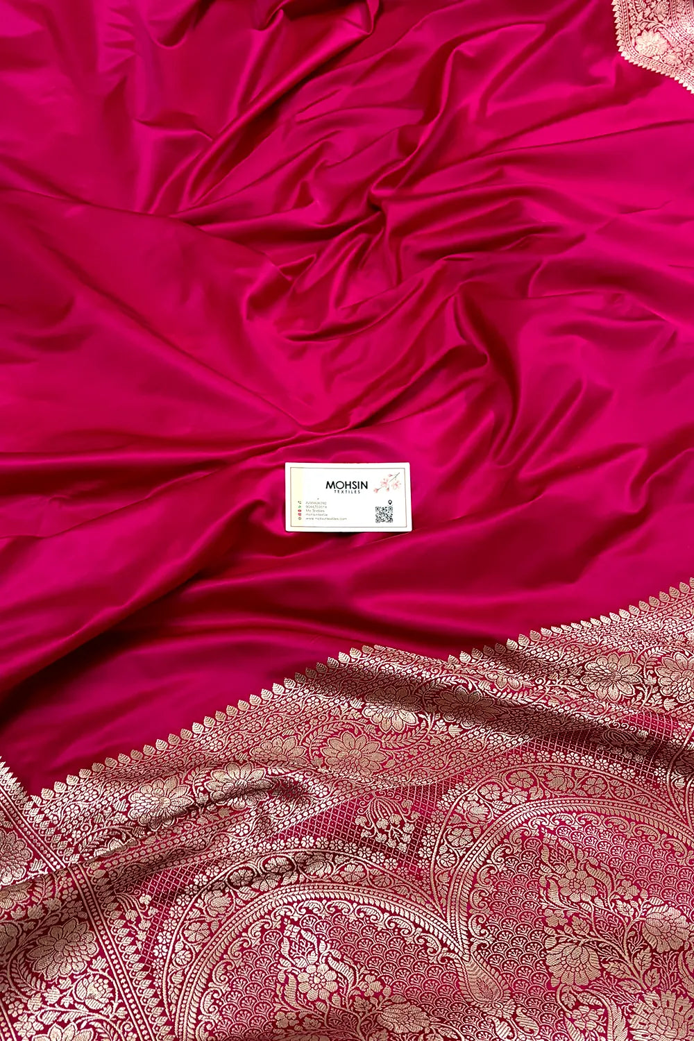 Pink Plain Zari Katan Mashru Silk Banarasi Saree