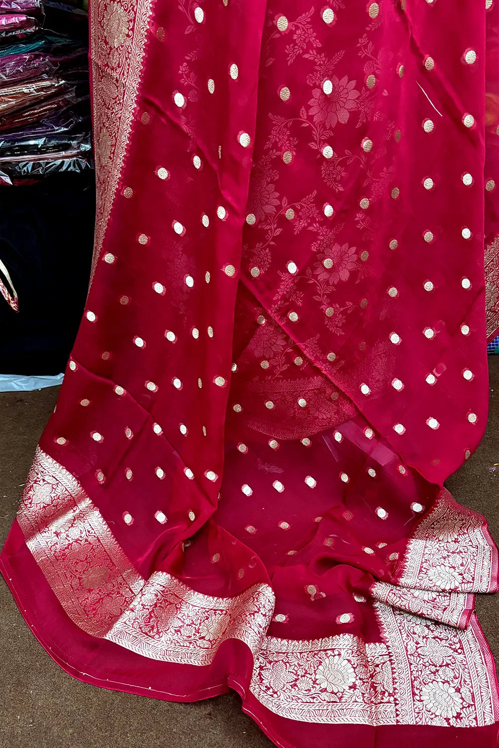 Pink Pure Viscose Georgette Banarasi Suit