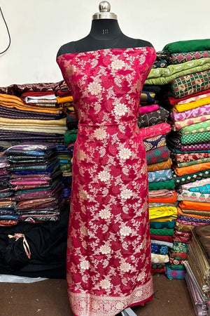 Pink Pure Viscose Georgette Banarasi Suit