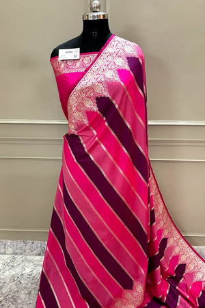 Pink Purple Rangkaat Katan Silk Banarasi Saree