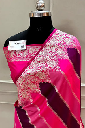 Pink Purple Rangkaat Katan Silk Banarasi Saree