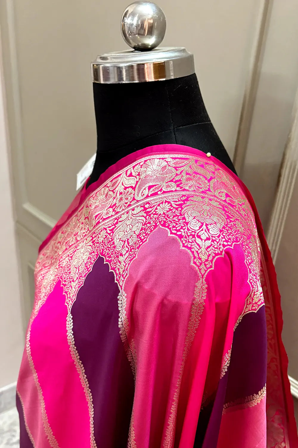 Pink Purple Rangkaat Katan Silk Banarasi Saree