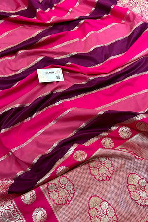 Pink Purple Rangkaat Katan Silk Banarasi Saree