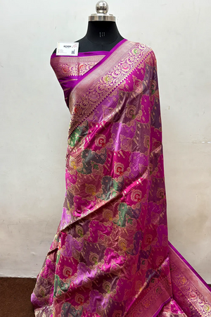 Pink Rangkaat Handloom Pure Katan Silk Banarasi Saree