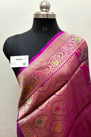 Pink Rangkaat Handloom Pure Katan Silk Banarasi Saree