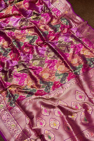Pink Rangkaat Handloom Pure Katan Silk Banarasi Saree