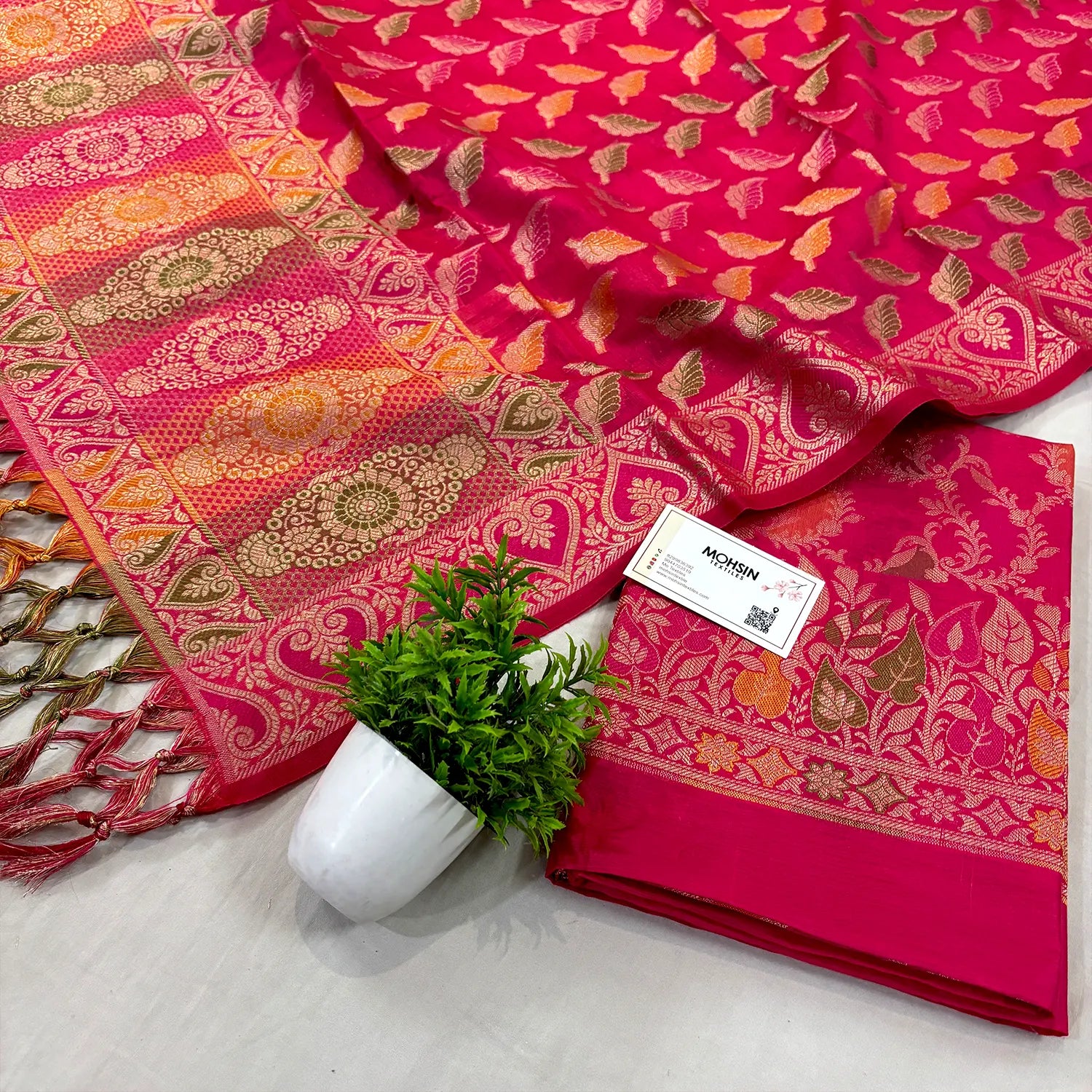 Pink Resham Banarasi Silk Suit