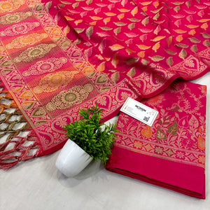 Pink Resham Banarasi Silk Suit